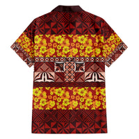 Samoa Siapo and Tapa Family Matching Off The Shoulder Long Sleeve Dress and Hawaiian Shirt Pacific Tribal Pattern with Hibiscus Striped Style LT03 - Polynesian Pride
