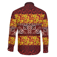 Samoa Siapo and Tapa Family Matching Off Shoulder Maxi Dress and Hawaiian Shirt Pacific Tribal Pattern with Hibiscus Striped Style