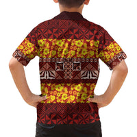 Samoa Siapo and Tapa Family Matching Off Shoulder Short Dress and Hawaiian Shirt Pacific Tribal Pattern with Hibiscus Striped Style