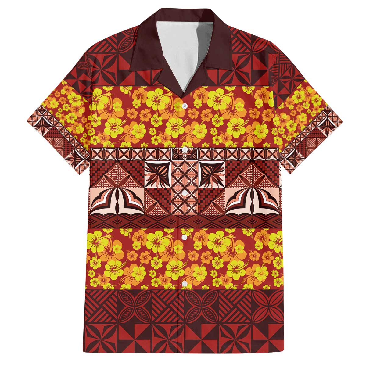 Samoa Siapo and Tapa Family Matching Off Shoulder Short Dress and Hawaiian Shirt Pacific Tribal Pattern with Hibiscus Striped Style