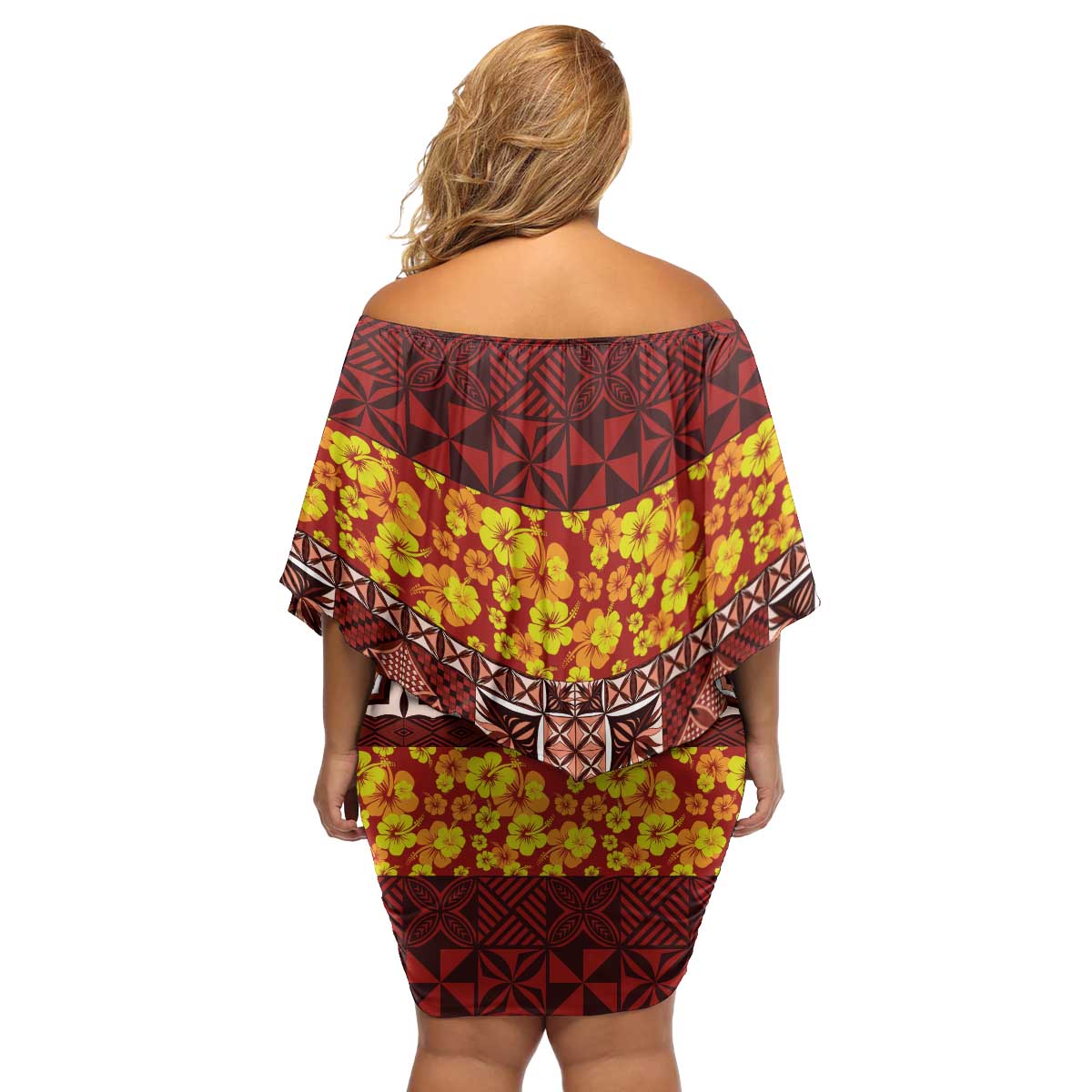 Samoa Siapo and Tapa Family Matching Off Shoulder Short Dress and Hawaiian Shirt Pacific Tribal Pattern with Hibiscus Striped Style