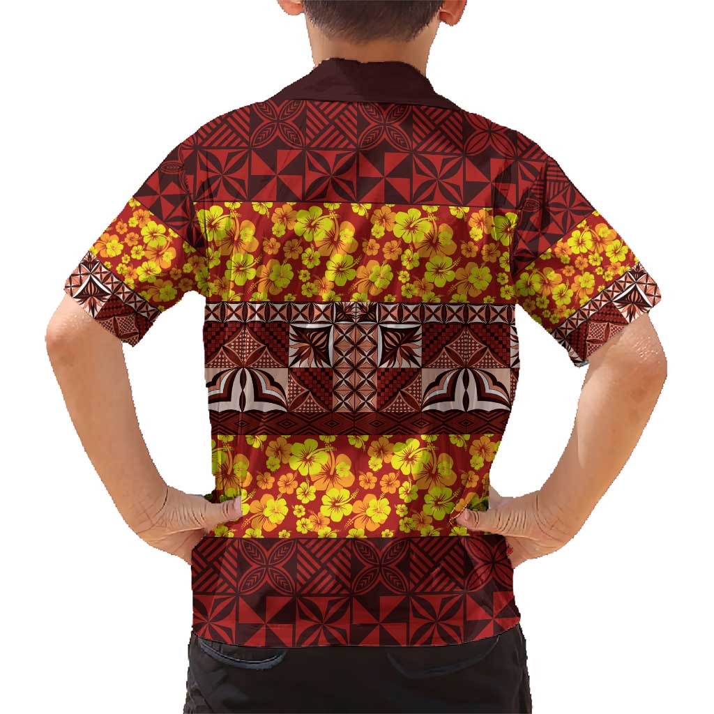 Samoa Siapo and Tapa Family Matching Short Sleeve Bodycon Dress and Hawaiian Shirt Pacific Tribal Pattern with Hibiscus Striped Style LT03 - Polynesian Pride