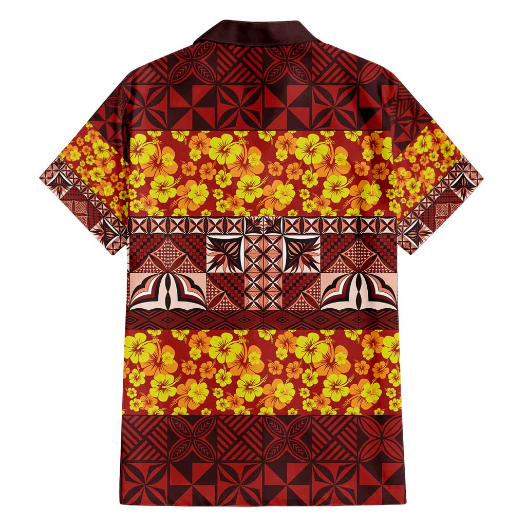 Samoa Siapo and Tapa Family Matching Short Sleeve Bodycon Dress and Hawaiian Shirt Pacific Tribal Pattern with Hibiscus Striped Style LT03 - Polynesian Pride