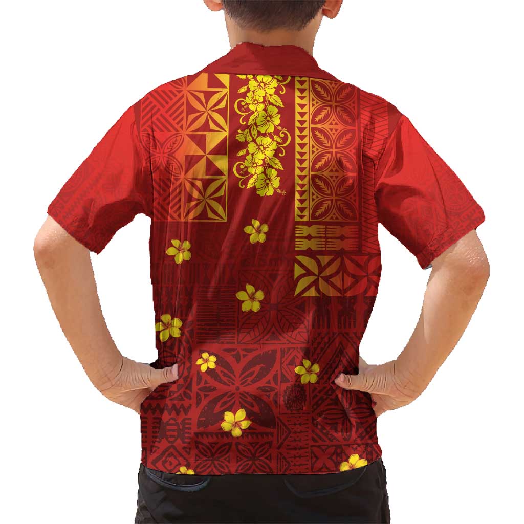 Samoa Tapa Pacific Tribal Pattern Family Matching Long Sleeve Bodycon Dress and Hawaiian Shirt Hibiscus and Plumeria LT03 - Polynesian Pride