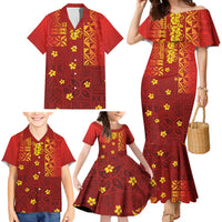 Samoa Tapa Pacific Tribal Pattern Family Matching Mermaid Dress and Hawaiian Shirt Hibiscus and Plumeria LT03 - Polynesian Pride