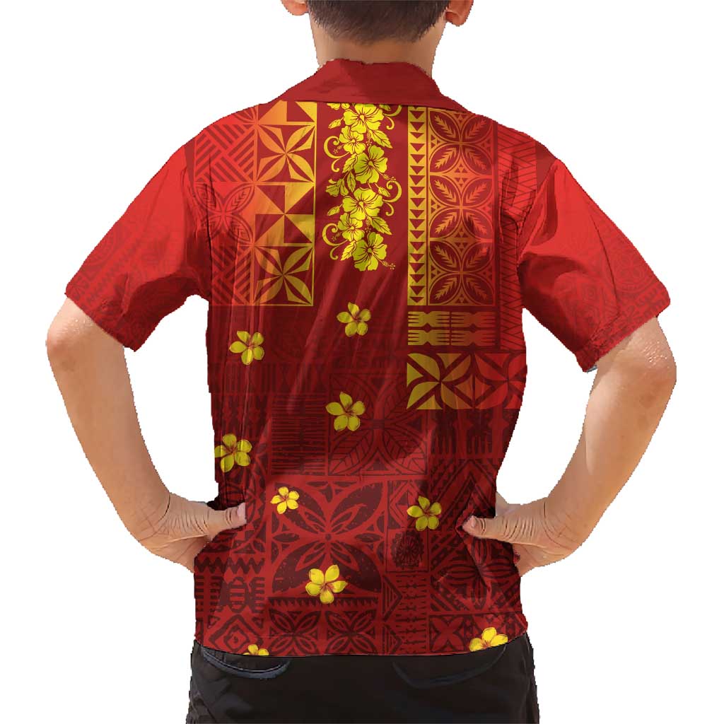 Samoa Tapa Pacific Tribal Pattern Family Matching Short Sleeve Bodycon Dress and Hawaiian Shirt Hibiscus and Plumeria LT03 - Polynesian Pride