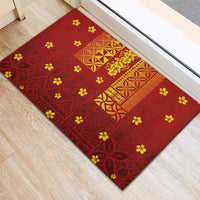 Samoa Tapa Pacific Tribal Pattern Rubber Doormat Hibiscus and Plumeria