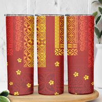 Samoa Tapa Pacific Tribal Pattern Skinny Tumbler Hibiscus and Plumeria