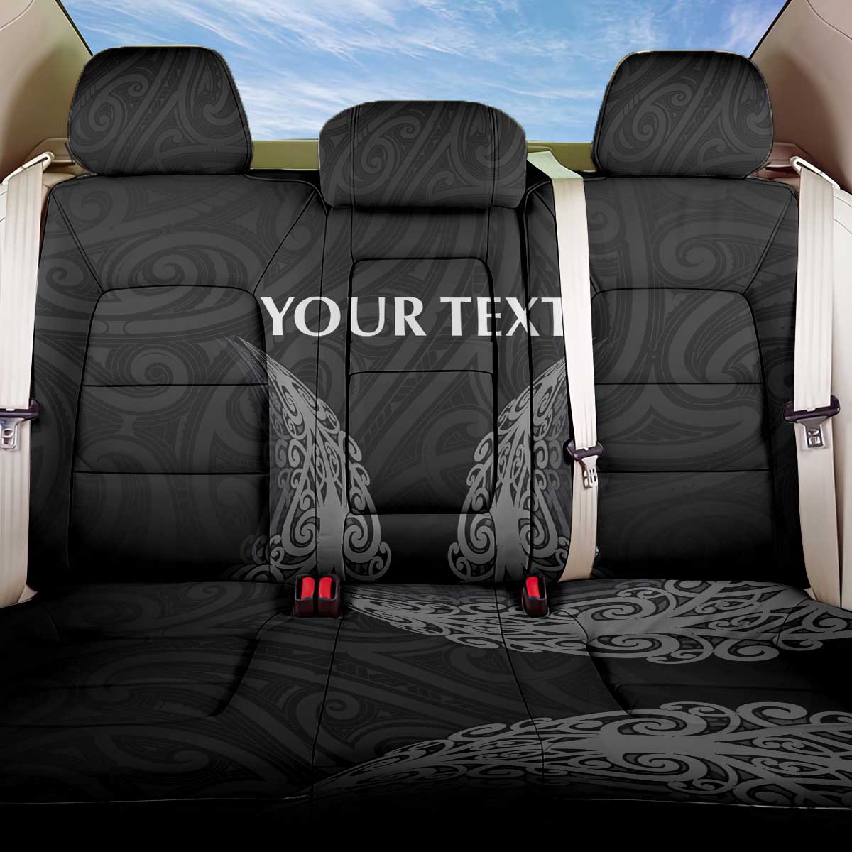 New Zealand Netball Back Car Seat Cover Koru and Maori Tattoo Jersey LT03 One Size Black - Polynesian Pride