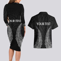 New Zealand Netball Couples Matching Long Sleeve Bodycon Dress and Hawaiian Shirt Koru and Maori Tattoo Jersey LT03 - Polynesian Pride