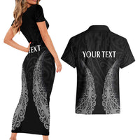 New Zealand Netball Couples Matching Short Sleeve Bodycon Dress and Hawaiian Shirt Koru and Maori Tattoo Jersey LT03 - Polynesian Pride