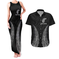 New Zealand Netball Couples Matching Tank Maxi Dress and Hawaiian Shirt Koru and Maori Tattoo Jersey LT03 Black - Polynesian Pride