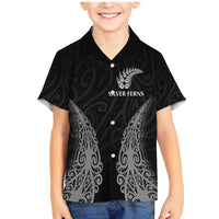 New Zealand Netball Family Matching Mermaid Dress and Hawaiian Shirt Koru and Maori Tattoo Jersey LT03 Son's Shirt Black - Polynesian Pride