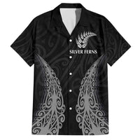 New Zealand Netball Family Matching Off The Shoulder Long Sleeve Dress and Hawaiian Shirt Koru and Maori Tattoo Jersey LT03 Dad's Shirt - Short Sleeve Black - Polynesian Pride