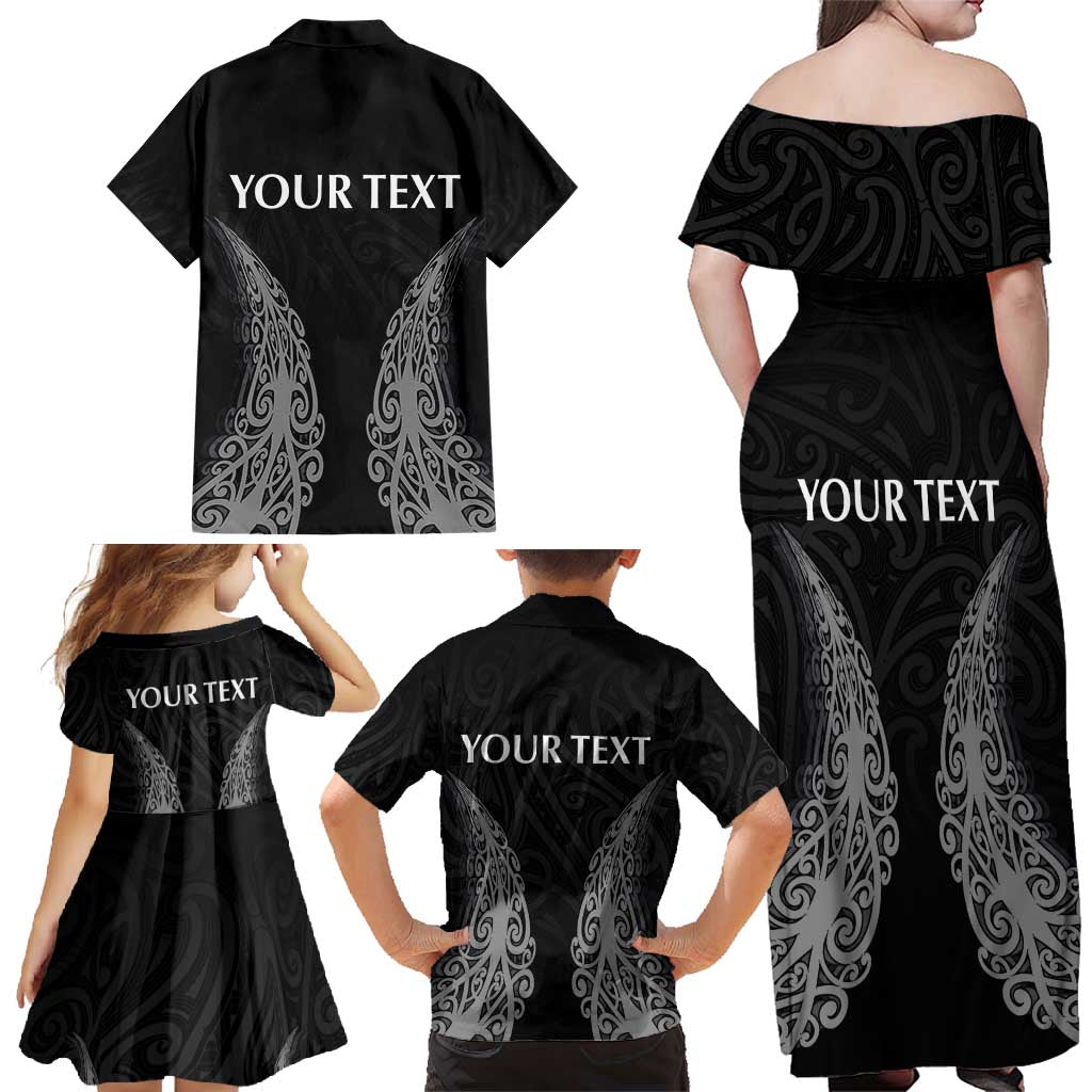 New Zealand Netball Family Matching Off Shoulder Maxi Dress and Hawaiian Shirt Koru and Maori Tattoo Jersey LT03 - Polynesian Pride