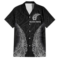 New Zealand Netball Family Matching Off Shoulder Maxi Dress and Hawaiian Shirt Koru and Maori Tattoo Jersey LT03 Dad's Shirt - Short Sleeve Black - Polynesian Pride