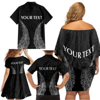 New Zealand Netball Family Matching Off Shoulder Short Dress and Hawaiian Shirt Koru and Maori Tattoo Jersey LT03 - Polynesian Pride