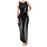New Zealand Netball Family Matching Tank Maxi Dress and Hawaiian Shirt Koru and Maori Tattoo Jersey LT03 Mom's Dress Black - Polynesian Pride