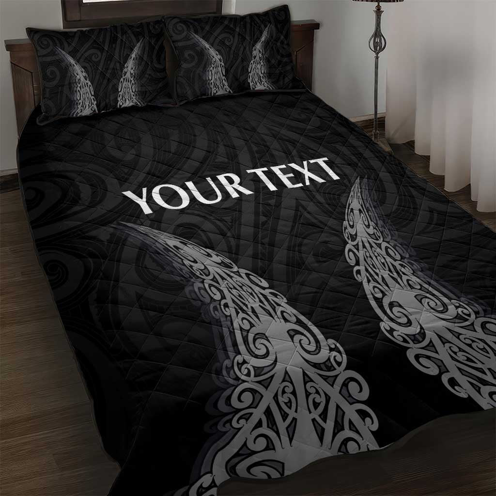New Zealand Netball Quilt Bed Set Koru and Maori Tattoo Jersey LT03 Black - Polynesian Pride