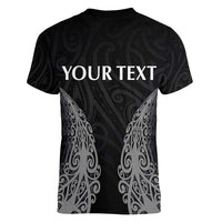 New Zealand Netball Women V-Neck T-Shirt Koru and Maori Tattoo Jersey