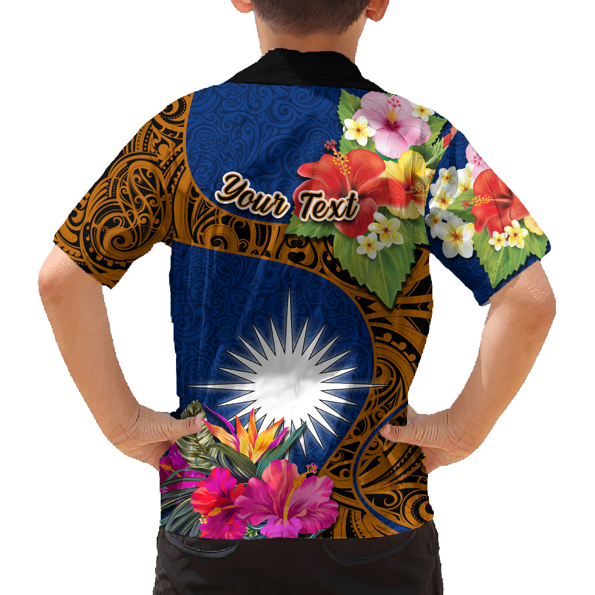 Personalised Marshall Islands Manit Day Family Matching Off Shoulder Short Dress and Hawaiian Shirt Marshall Seal Mix Hibiscus Flower Maori Pattern Style LT03 - Polynesian Pride