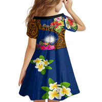Personalised Marshall Islands Manit Day Family Matching Off Shoulder Short Dress and Hawaiian Shirt Marshall Seal Mix Hibiscus Flower Maori Pattern Style LT03 - Polynesian Pride