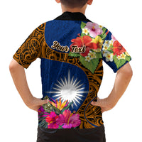 Personalised Marshall Islands Manit Day Family Matching Tank Maxi Dress and Hawaiian Shirt Marshall Seal Mix Hibiscus Flower Maori Pattern Style LT03 - Polynesian Pride