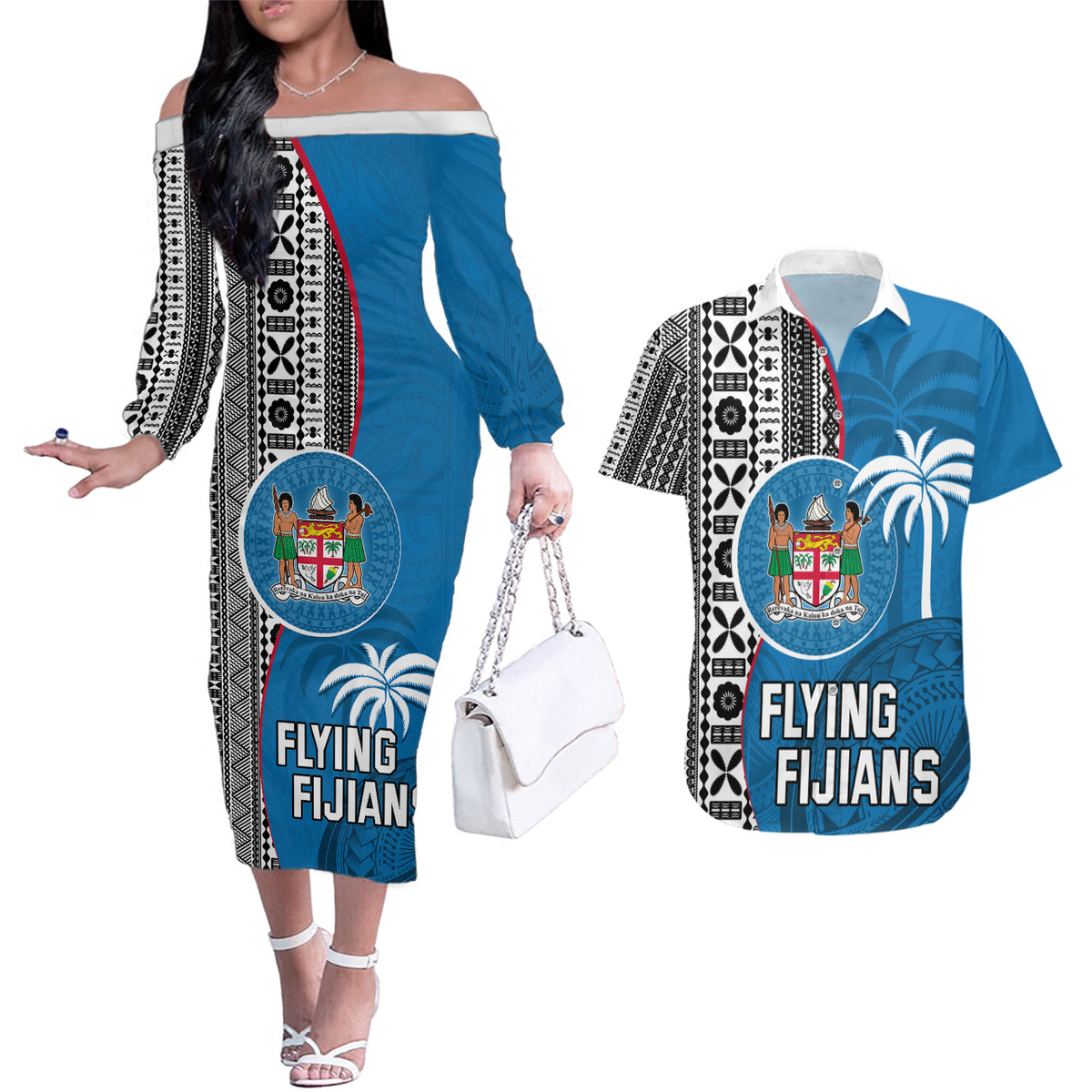 fiji-rugby-couples-matching-off-the-shoulder-long-sleeve-dress-and-hawaiian-shirt-coat-of-arms-palm-tree-mix-polynesia-tapa-pattern