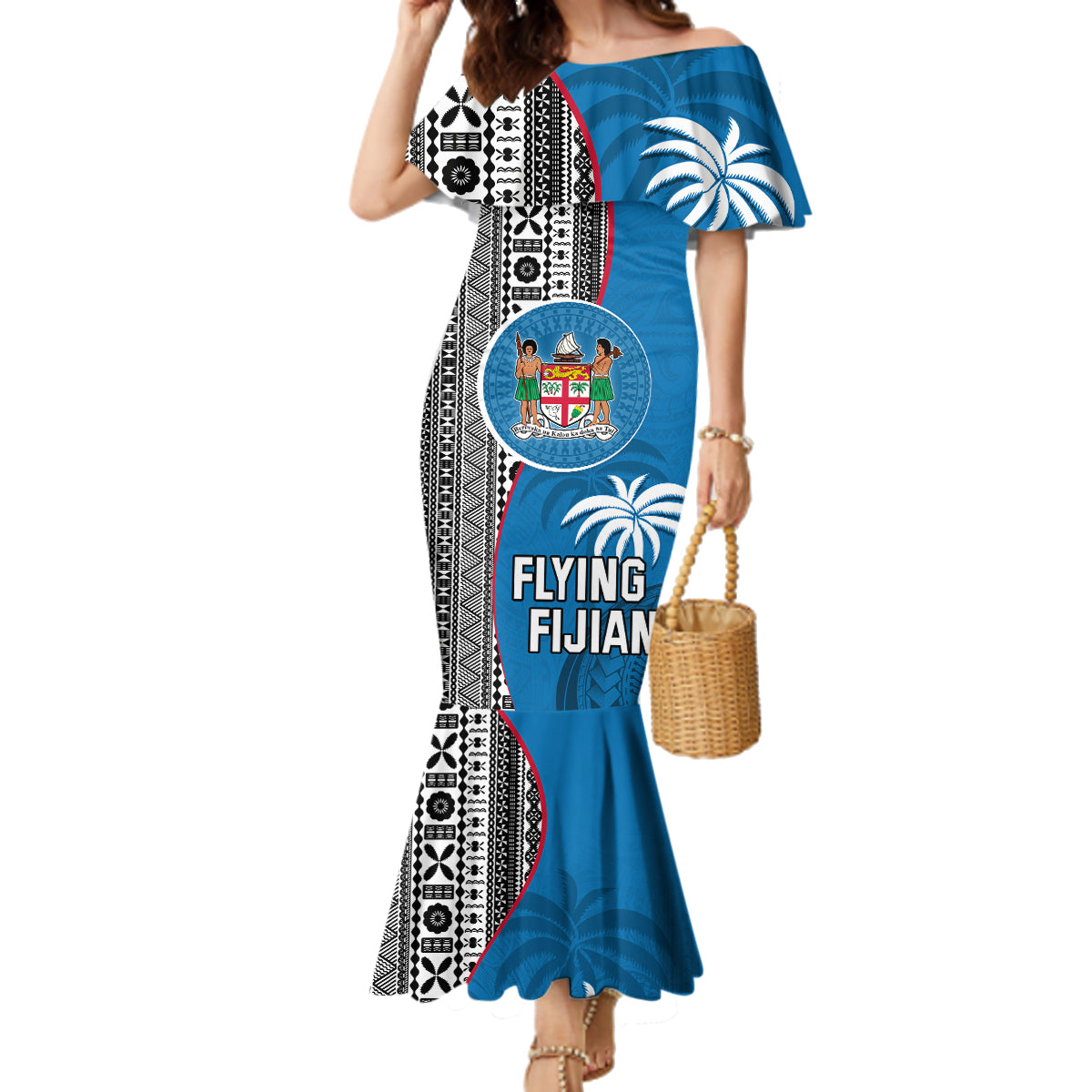 fiji-rugby-family-matching-mermaid-dress-and-hawaiian-shirt-coat-of-arms-palm-tree-mix-polynesia-tapa-pattern