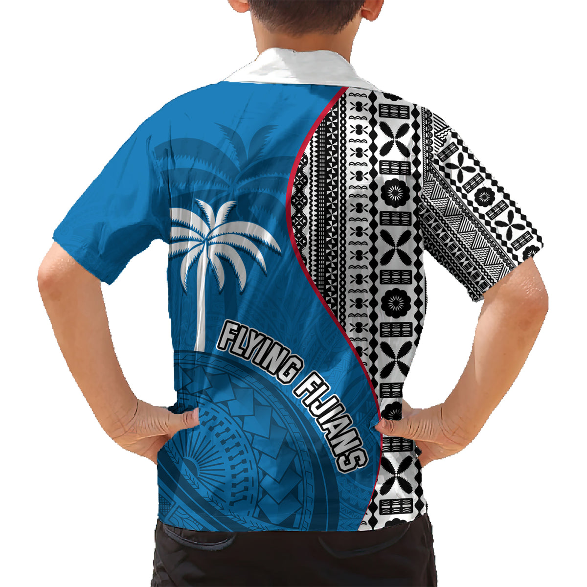 fiji-rugby-kid-hawaiian-shirt-coat-of-arms-palm-tree-mix-polynesia-tapa-pattern