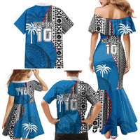 Custom Fiji Rugby Family Matching Mermaid Dress and Hawaiian Shirt Coat of Arms Palm Tree Mix Polynesia Tapa Pattern LT03 - Polynesian Pride