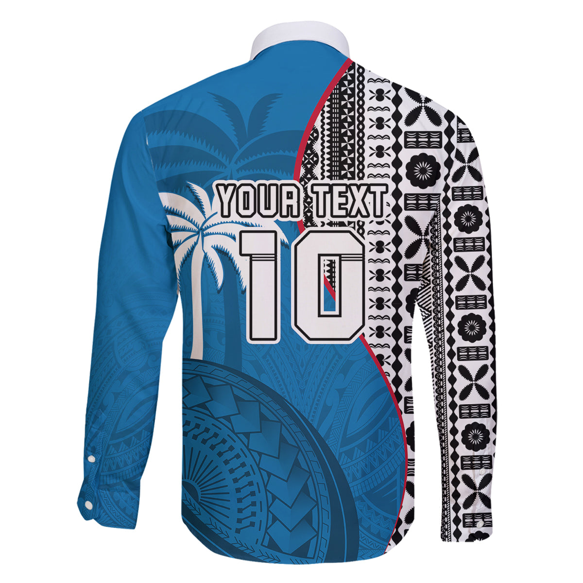 Custom Fiji Rugby Family Matching Off Shoulder Long Sleeve Dress and Hawaiian Shirt Coat of Arms Palm Tree Mix Polynesia Tapa Pattern LT03 - Polynesian Pride