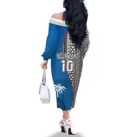 Custom Fiji Rugby Family Matching Off Shoulder Long Sleeve Dress and Hawaiian Shirt Coat of Arms Palm Tree Mix Polynesia Tapa Pattern LT03 - Polynesian Pride