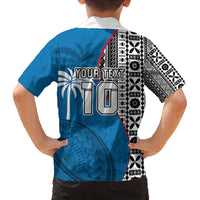 Custom Fiji Rugby Family Matching Off Shoulder Short Dress and Hawaiian Shirt Coat of Arms Palm Tree Mix Polynesia Tapa Pattern LT03 - Polynesian Pride