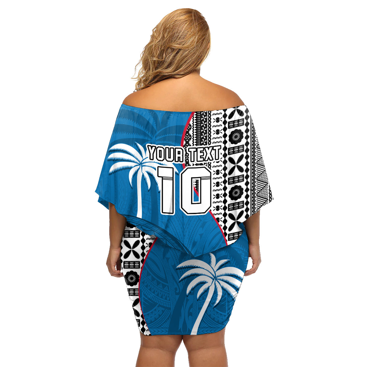 Custom Fiji Rugby Family Matching Off Shoulder Short Dress and Hawaiian Shirt Coat of Arms Palm Tree Mix Polynesia Tapa Pattern LT03 - Polynesian Pride