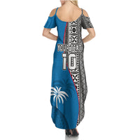 Custom Fiji Rugby Family Matching Summer Maxi Dress and Hawaiian Shirt Coat of Arms Palm Tree Mix Polynesia Tapa Pattern LT03 - Polynesian Pride