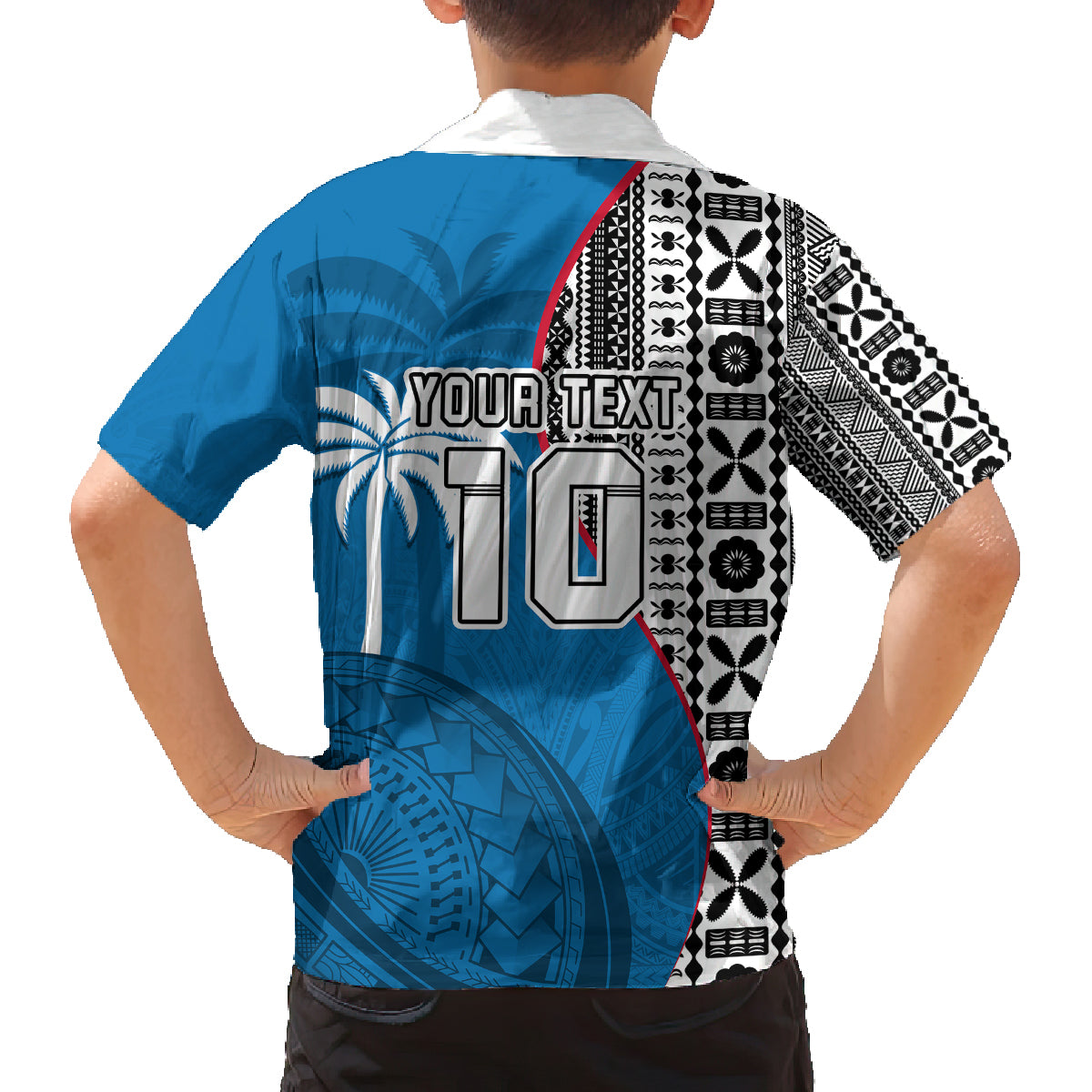 Custom Fiji Rugby Family Matching Tank Maxi Dress and Hawaiian Shirt Coat of Arms Palm Tree Mix Polynesia Tapa Pattern LT03 - Polynesian Pride