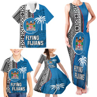 Custom Fiji Rugby Family Matching Tank Maxi Dress and Hawaiian Shirt Coat of Arms Palm Tree Mix Polynesia Tapa Pattern LT03 - Polynesian Pride