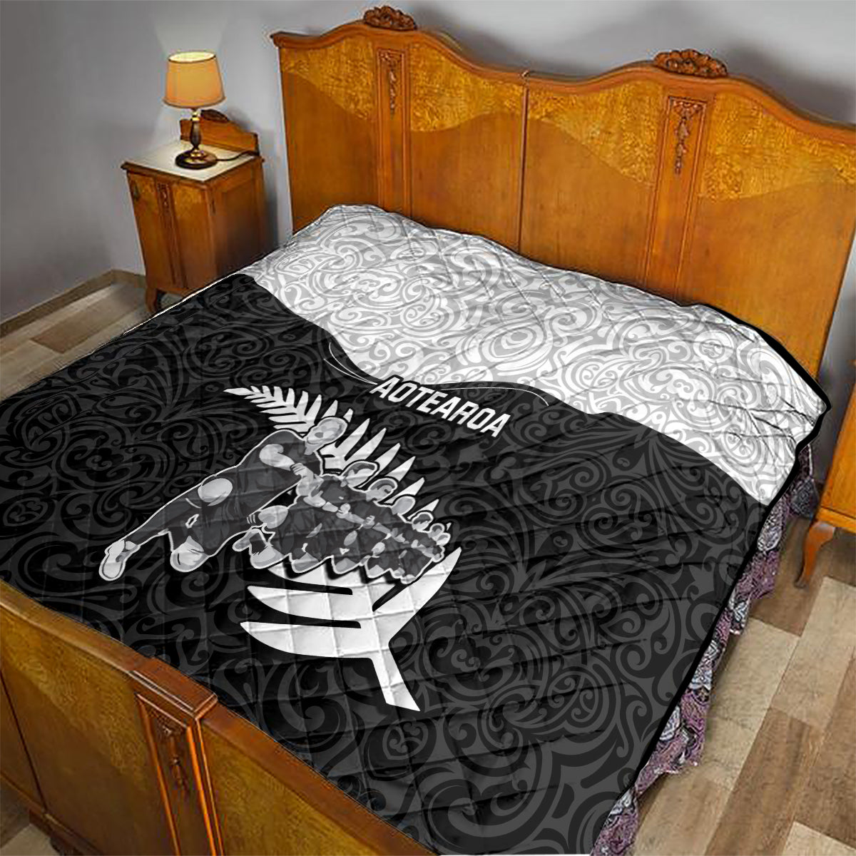 New Zealand World Cup 2023 Quilt Aotearoa Haka Rugby with Silver Fern Maori Ethnic Pattern LT03 - Polynesian Pride