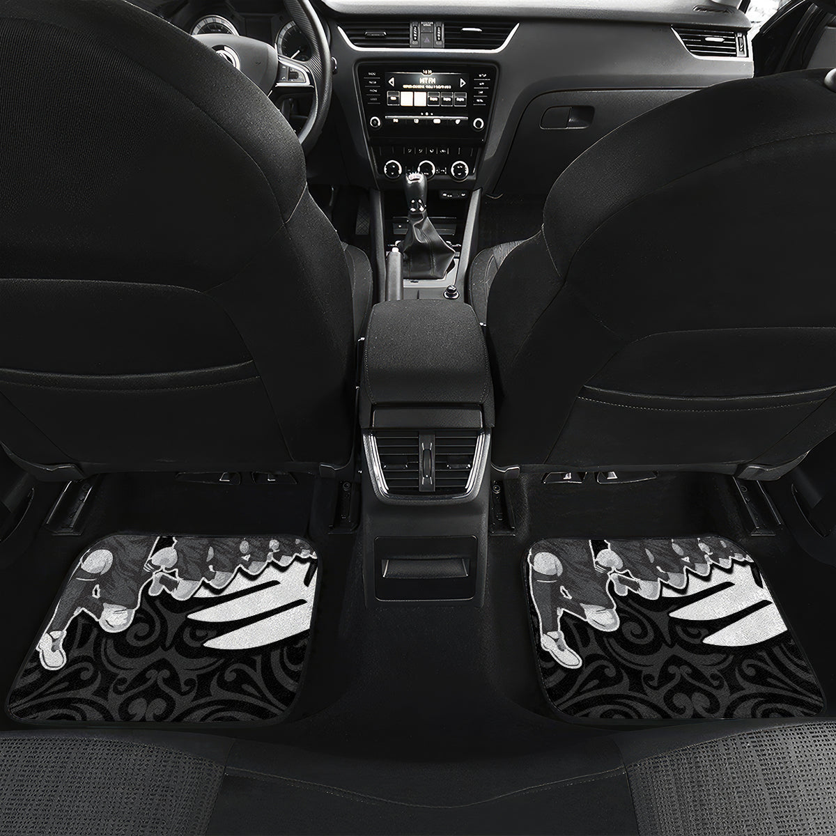 Custom New Zealand World Cup 2023 Car Mats Aotearoa Haka Rugby with Silver Fern Maori Ethnic Pattern LT03 - Polynesian Pride