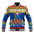 Solomon Islands Christmas Baseball Jacket Santa With Flag Of Solomon Polynesian Tribal Xmas Vibe LT03 Unisex Blue - Polynesian Pride