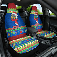 Solomon Islands Christmas Car Seat Cover Santa With Flag Of Solomon Polynesian Tribal Xmas Vibe LT03 One Size Blue - Polynesian Pride
