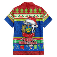 Solomon Islands Christmas Family Matching Puletasi Dress and Hawaiian Shirt Santa With Flag Of Solomon Polynesian Tribal Xmas Vibe LT03 - Polynesian Pride