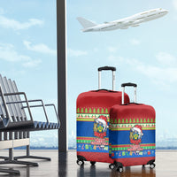 Solomon Islands Christmas Luggage Cover Santa With Flag Of Solomon Polynesian Tribal Xmas Vibe LT03 - Polynesian Pride