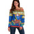 Solomon Islands Christmas Off Shoulder Sweater Santa With Flag Of Solomon Polynesian Tribal Xmas Vibe LT03 Women Blue - Polynesian Pride