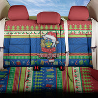 Personalised Solomon Islands Christmas Back Car Seat Cover Santa With Flag Of Solomon Polynesian Tribal Xmas Vibe LT03 One Size Blue - Polynesian Pride
