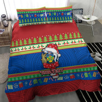 Personalised Solomon Islands Christmas Bedding Set Santa With Flag Of Solomon Polynesian Tribal Xmas Vibe LT03 - Polynesian Pride