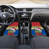 Personalised Solomon Islands Christmas Car Mats Santa With Flag Of Solomon Polynesian Tribal Xmas Vibe LT03 - Polynesian Pride