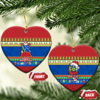 Personalised Solomon Islands Christmas Ceramic Ornament Santa With Flag Of Solomon Polynesian Tribal Xmas Vibe LT03 Heart Blue - Polynesian Pride