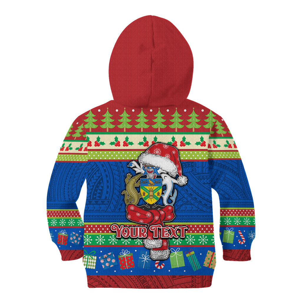 Personalised Solomon Islands Christmas Kid Hoodie Santa With Flag Of Solomon Polynesian Tribal Xmas Vibe LT03 - Polynesian Pride